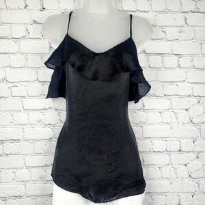 Noa Elle Size M Black Ruffle Top
